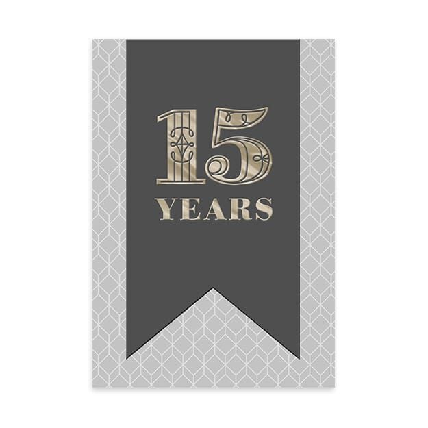Stenciled Geometric Shapes 15-Year Work Anniversary Card