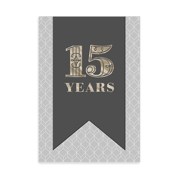 Stenciled Geometric Shapes 15-Year Work Anniversary Card