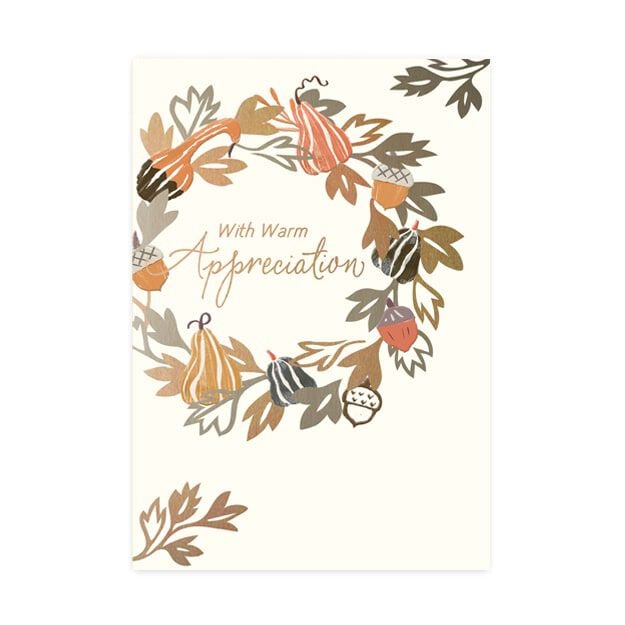 Warm Appreciation Wreath Premium Thanksgiving Card