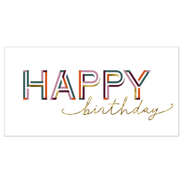 Stately Gold Foil Lettering Happy Birthday Card