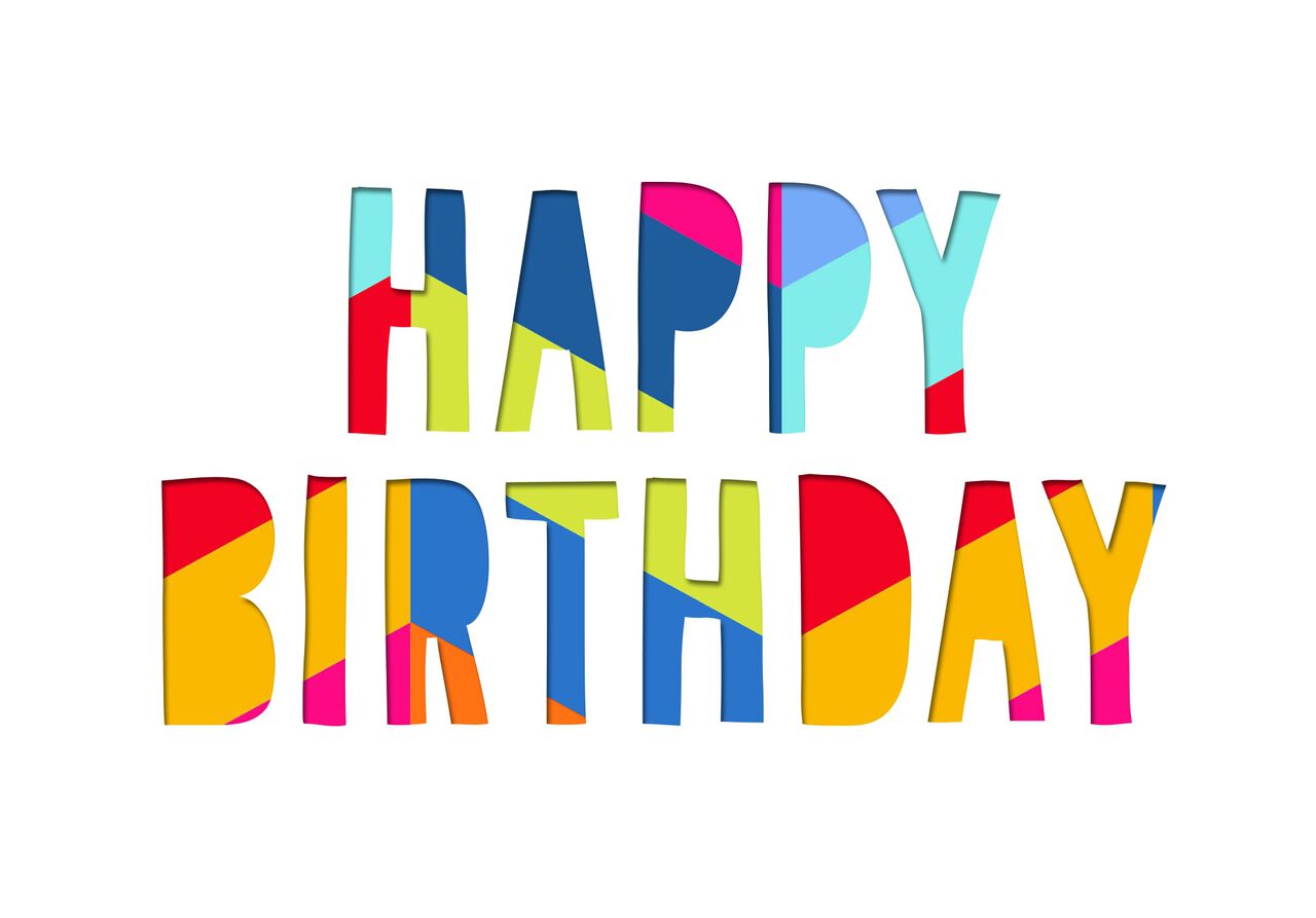 Colorful Paper Letters Birthday Card