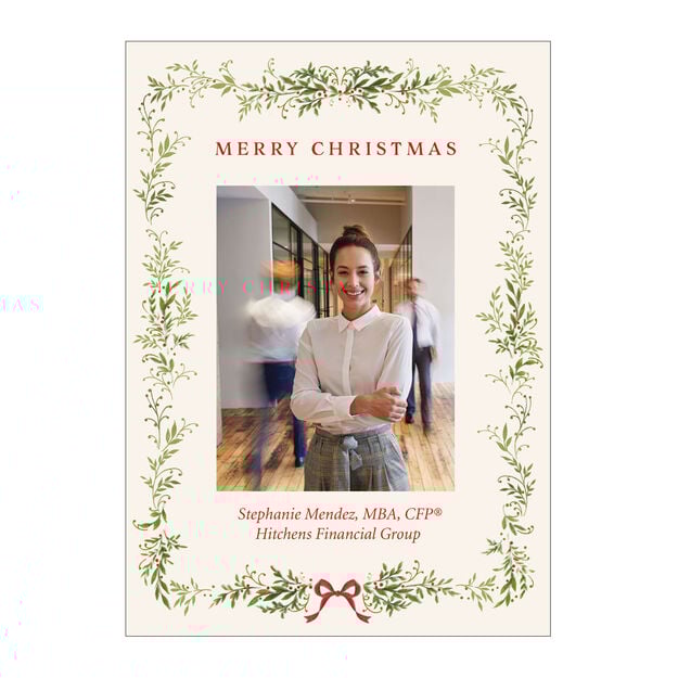 Classic Holly Garland Merry Christmas Photo Card