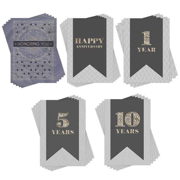 Milestone & General Assorted Work Anniversary Cards 25 Pack