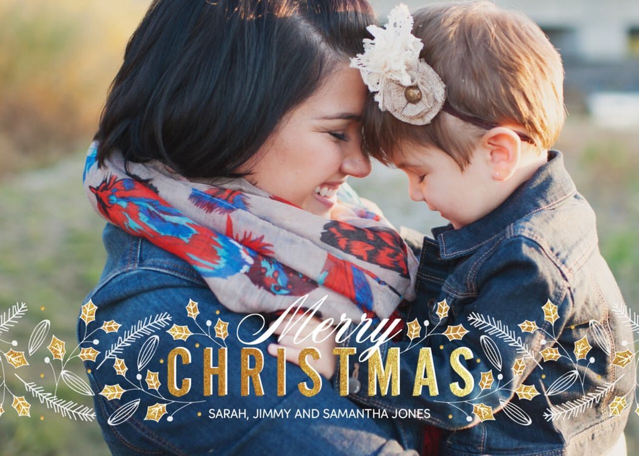 Holly & Pine Christmas Full Photo Card