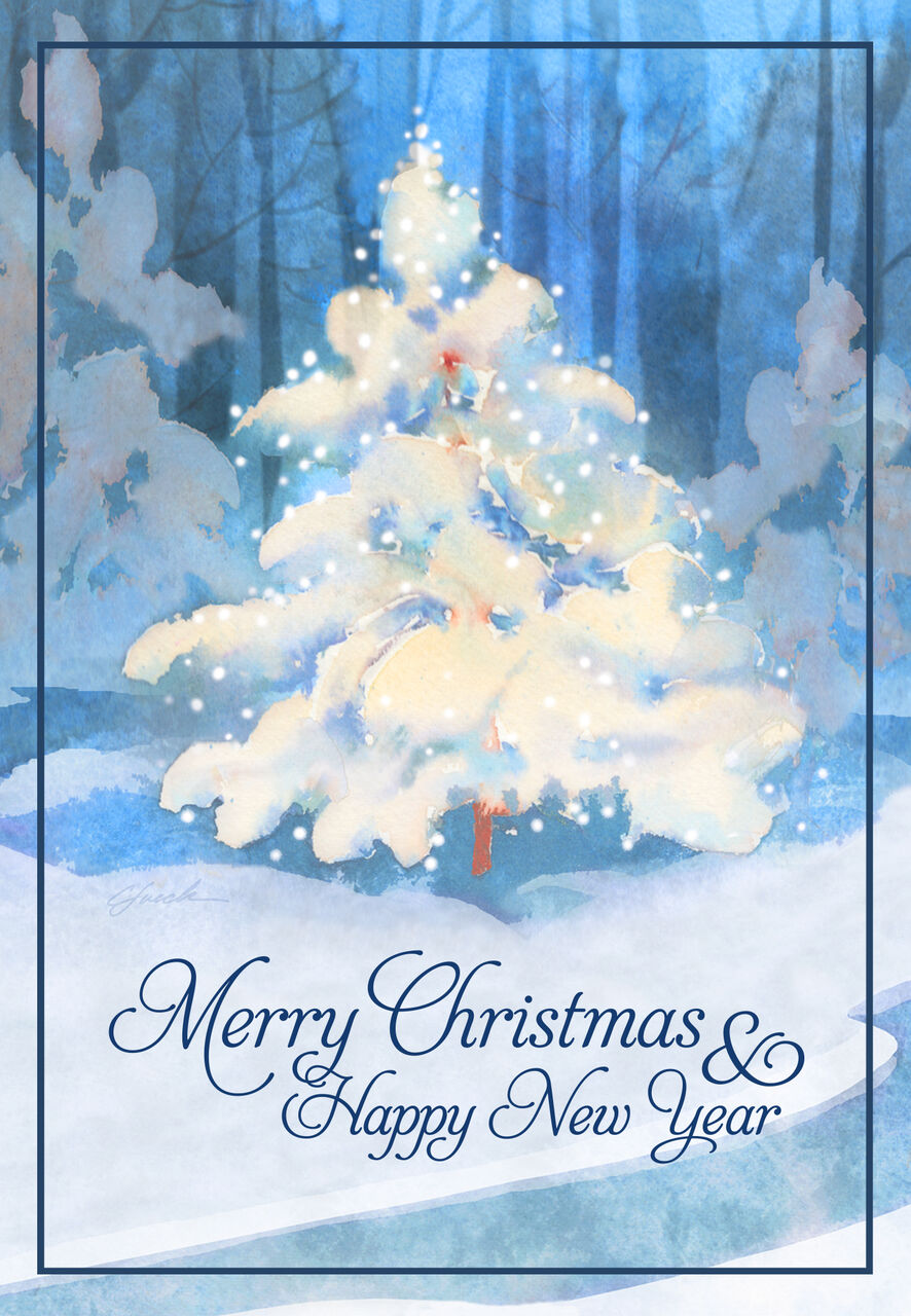 Snowy Tree Scene Holiday Card