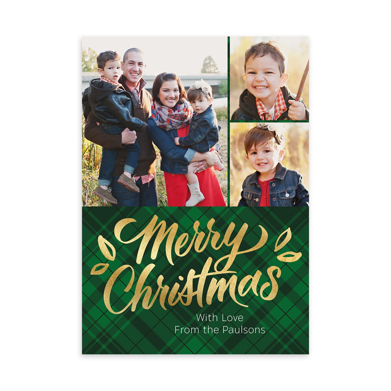 Shining Merry on Plaid Christmas Multi Photo Card image number 1