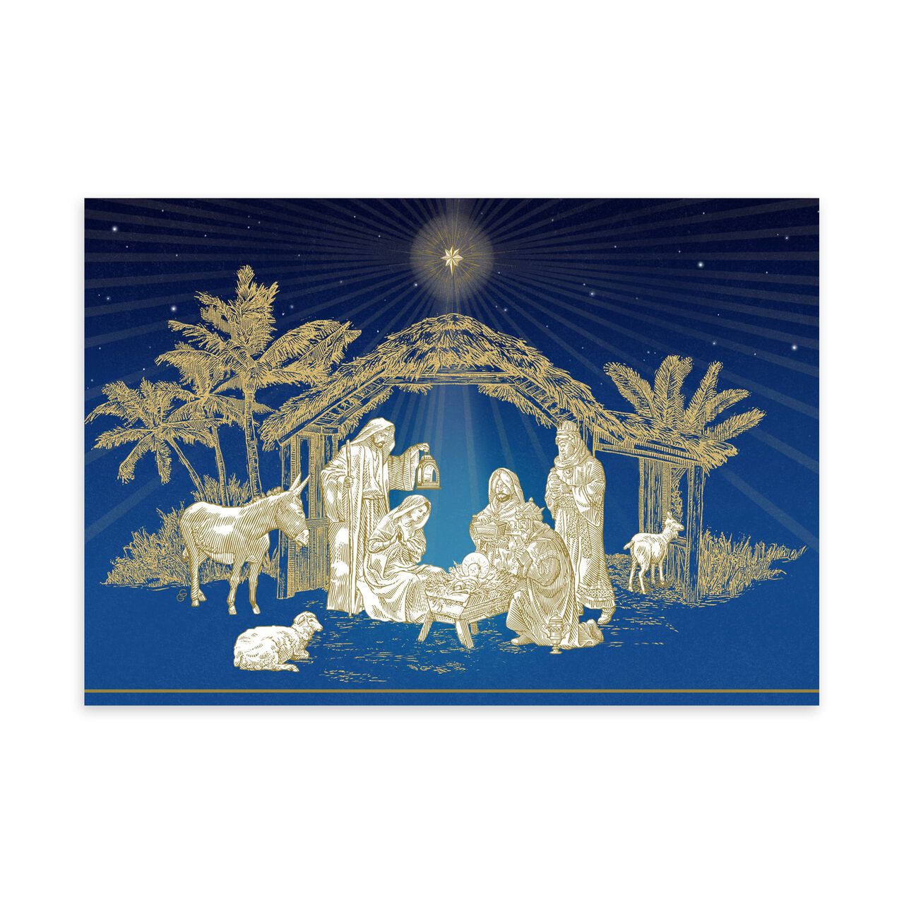 Golden Nativity Religious Christmas Card image number 0