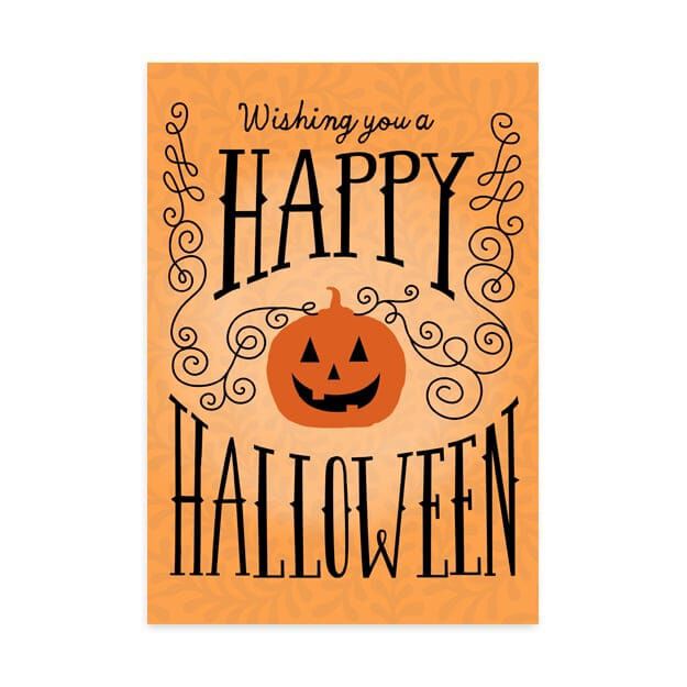 Smiling Jack-o'-Lantern Happy Halloween Cards