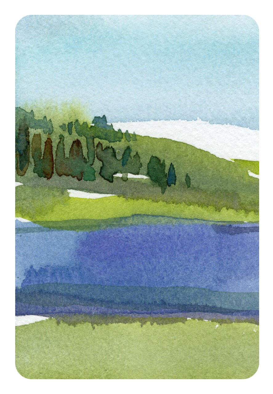 Watercolor Scene Just Because Card