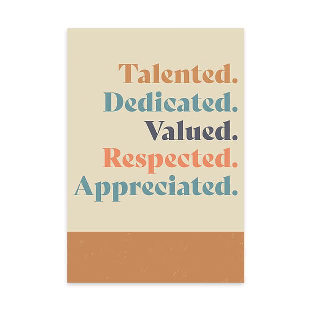 Talented & Valued Employee Appreciation Card