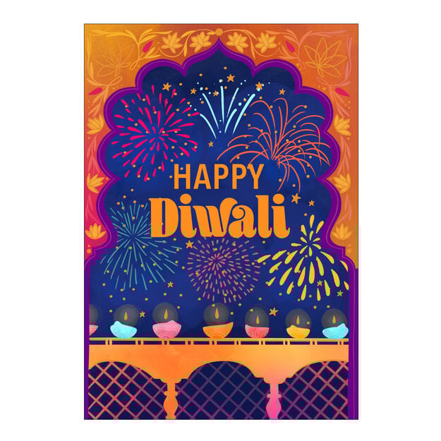 Colorful Fireworks Diwali Card