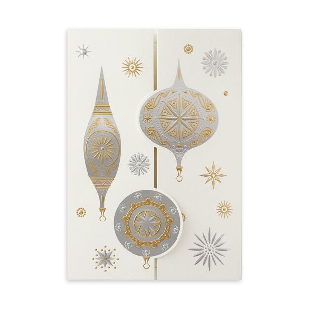 Elegant Silver & Gold Ornaments Premium Holiday Card
