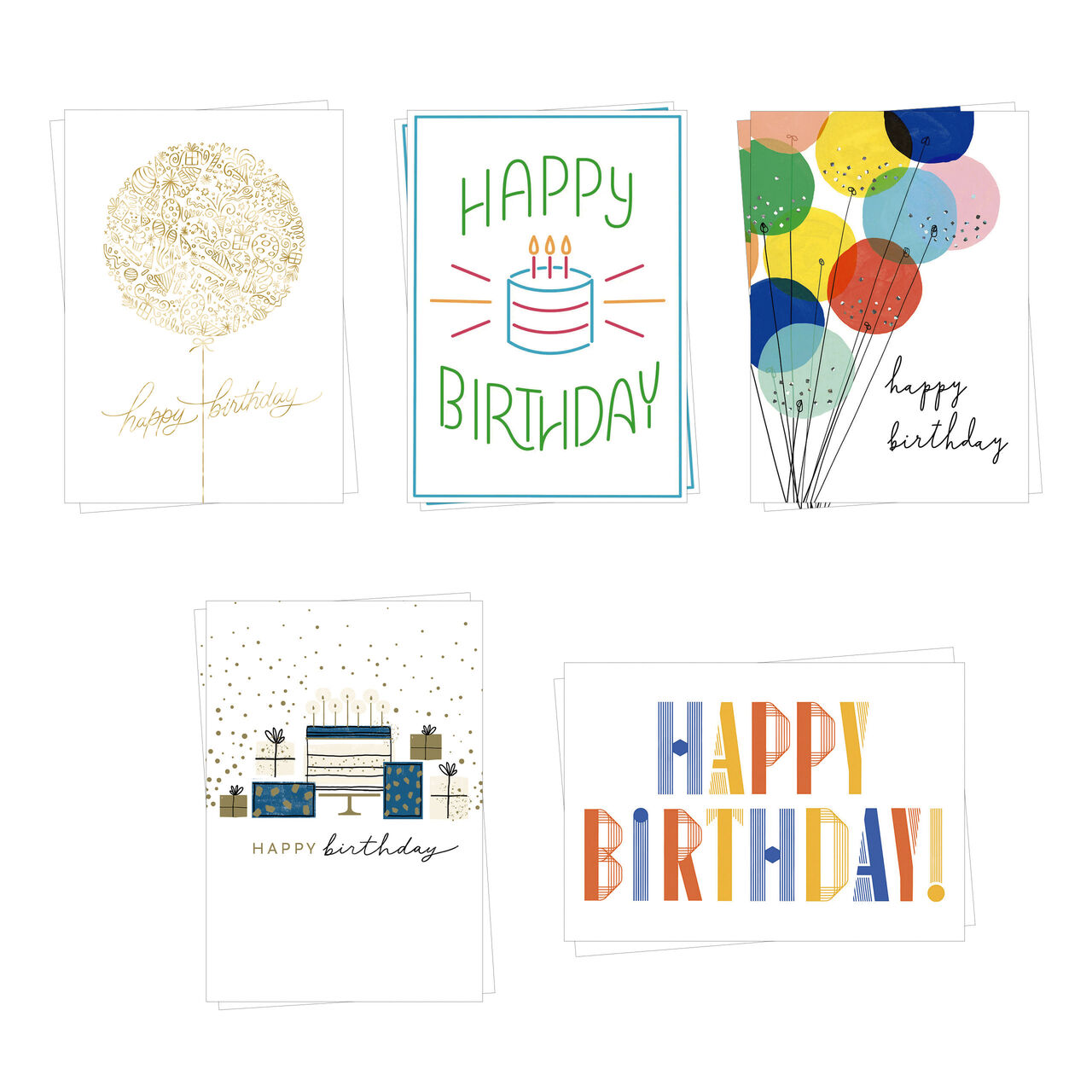 Balloon Bouquet Assorted Birthday Cards 10 Pack image number 0