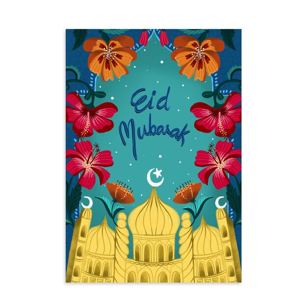 Flowers & City Eid Mubarak Card