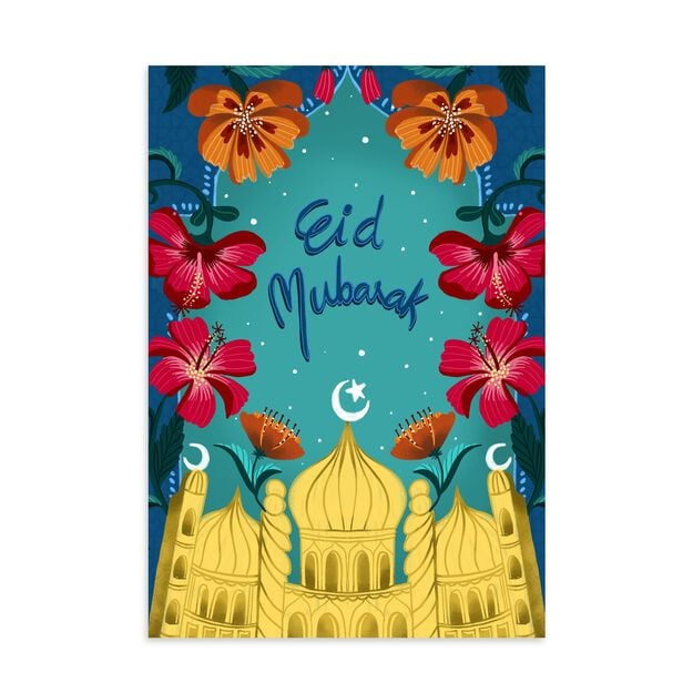 Flowers & City Eid Mubarak Card