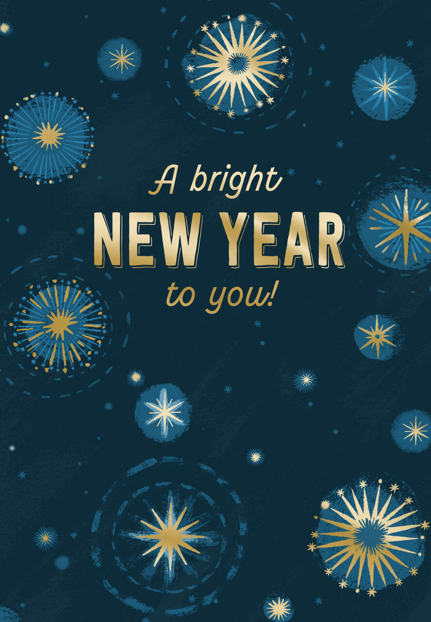 Golden Bursts New Year Card