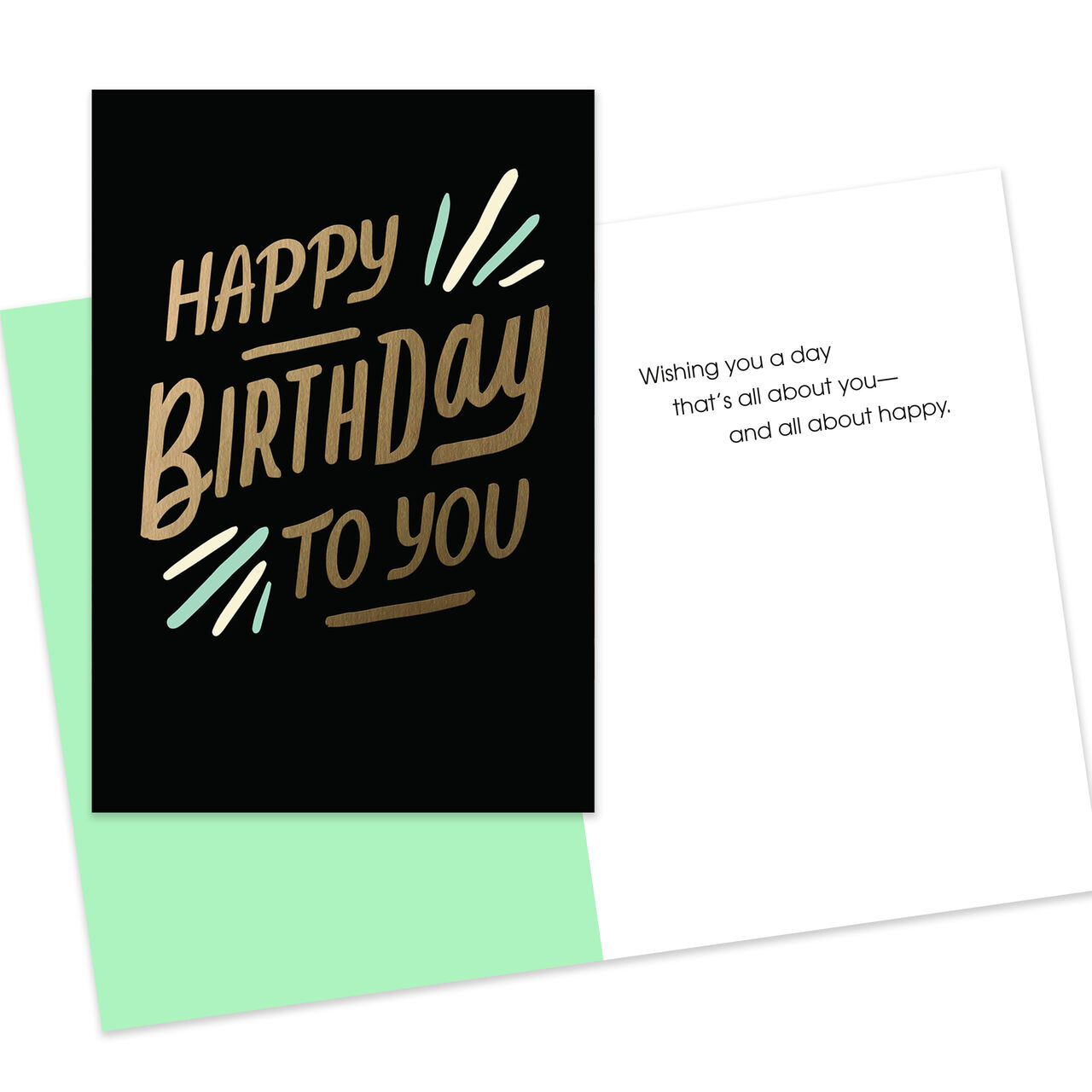 Gold, Black & Mint Birthday Card image number 1