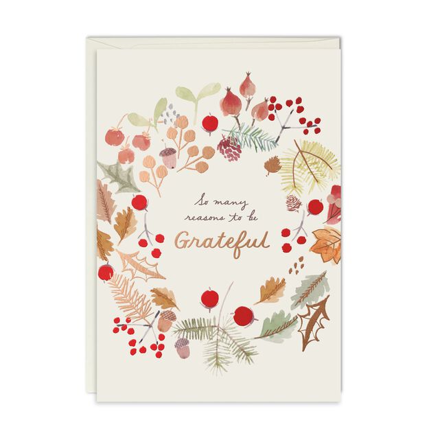 Grateful Wreath Thanksgiving Card