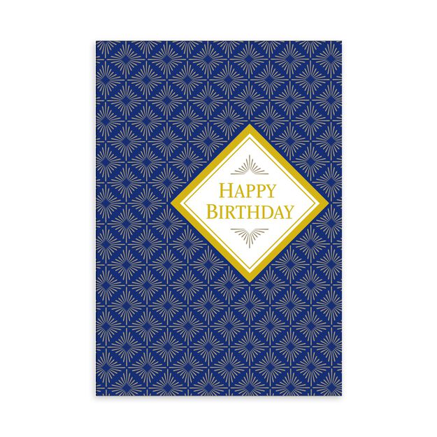 Gold & Blue Diamonds Premium Birthday Card