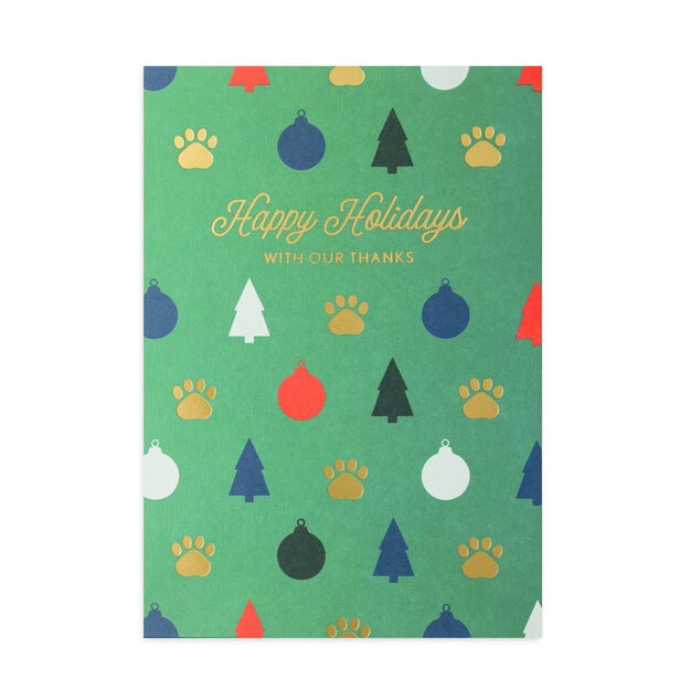 With Our Thanks Pet Paws Holiday Card
