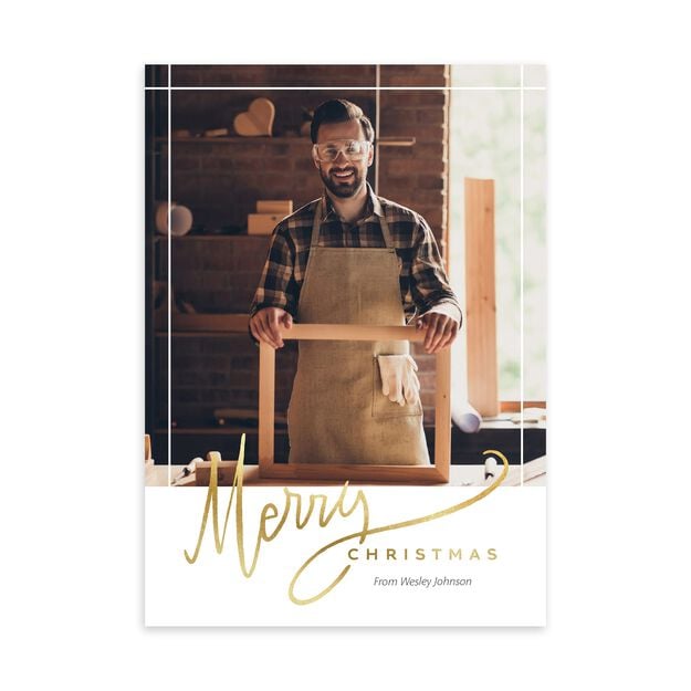 Oversize Script Foil Merry Christmas Photo Card