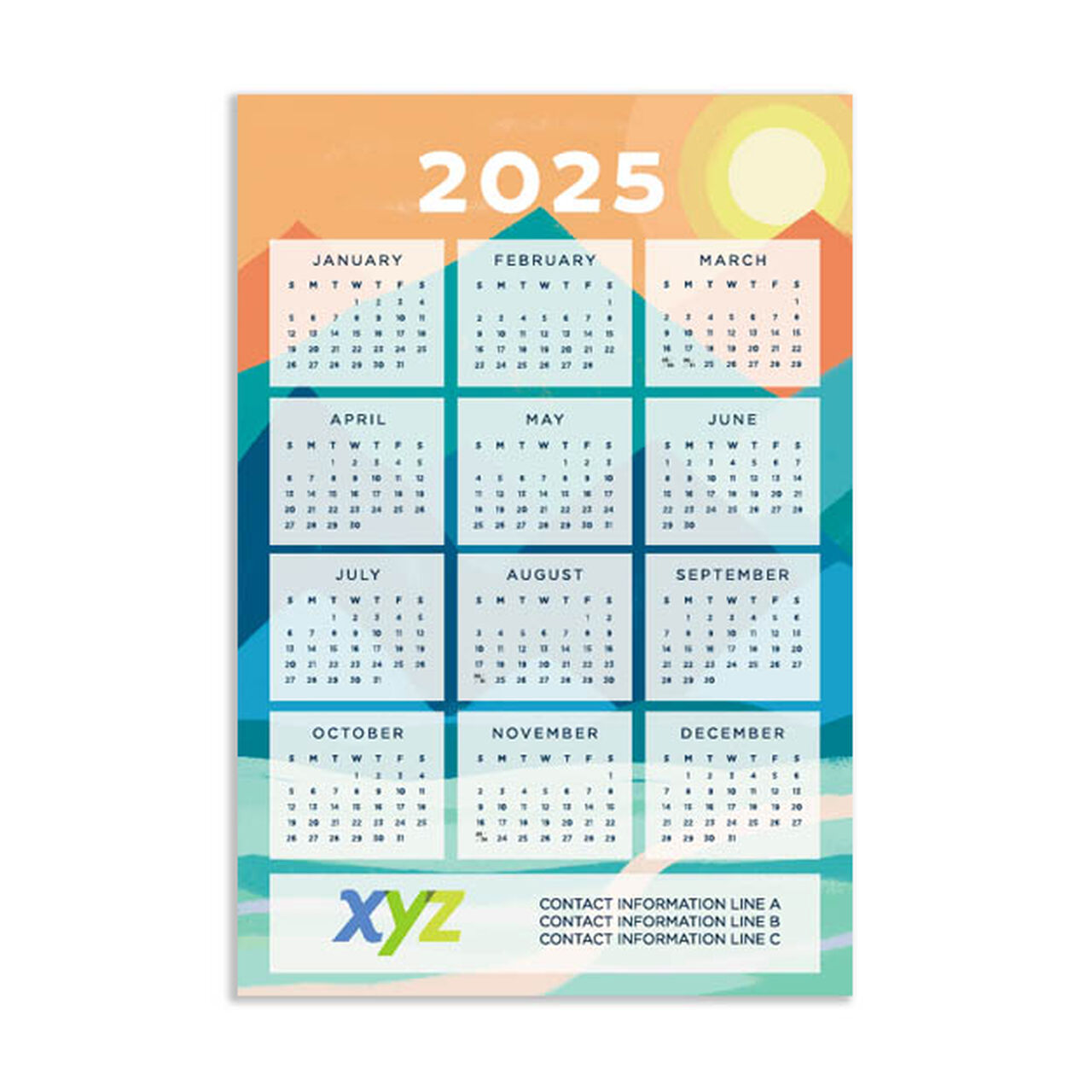 Mountain Sunset Magnetic 2025 Calendar image number 0