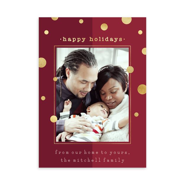 Shining Dots & Red Happy Holidays Photo Card