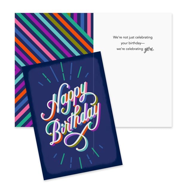 Colorful Celebration Assorted Birthday Cards 100 Pack