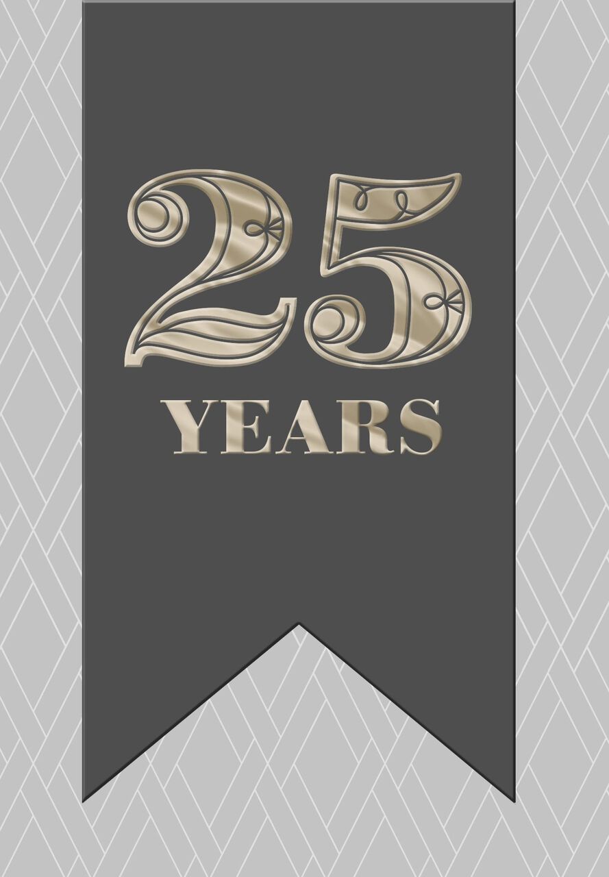 Stenciled Geometric Weaving 25-Year Work Anniversary Card