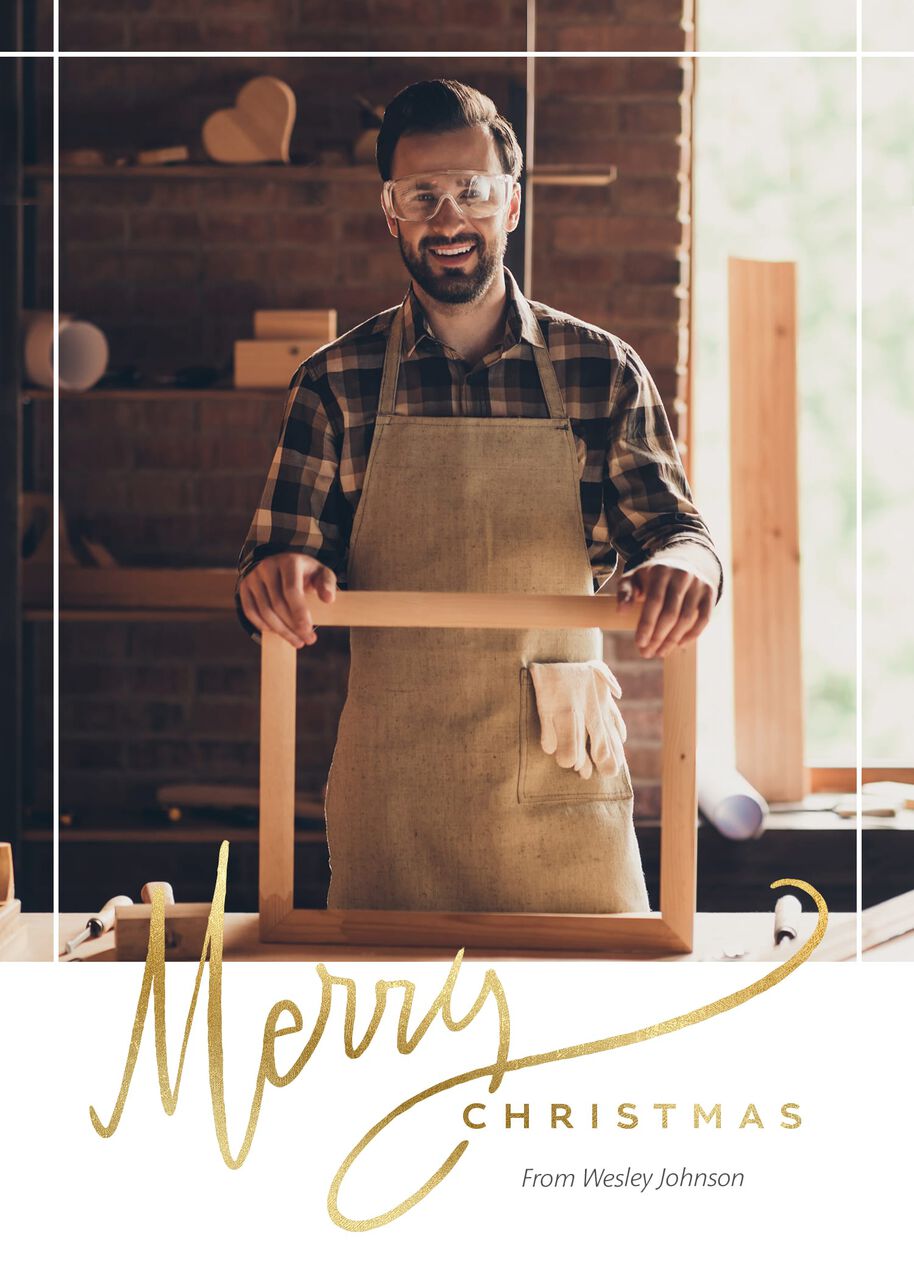 Oversize Script Foil Merry Christmas Photo Card