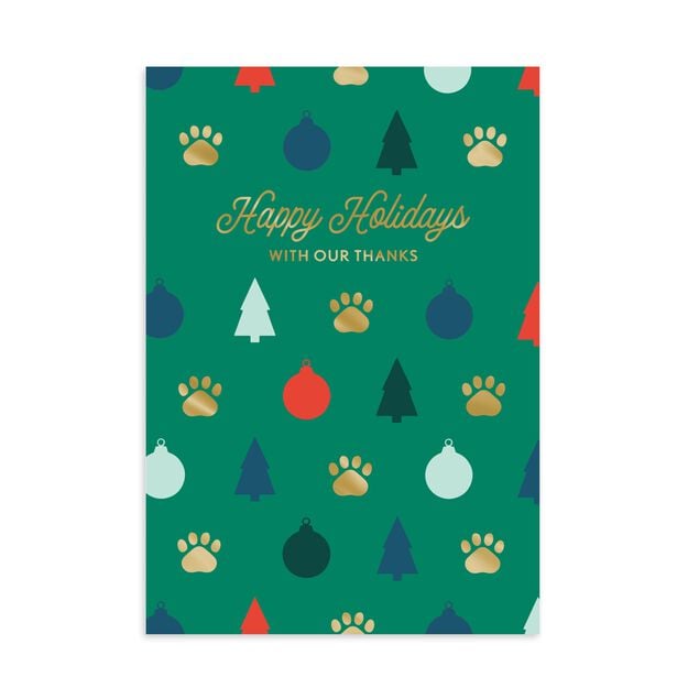 With Our Thanks Pet Paws Holiday Card
