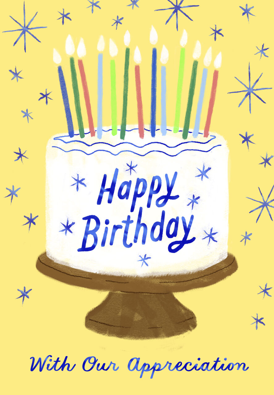 Colorful Candles & Cake Birthday Card