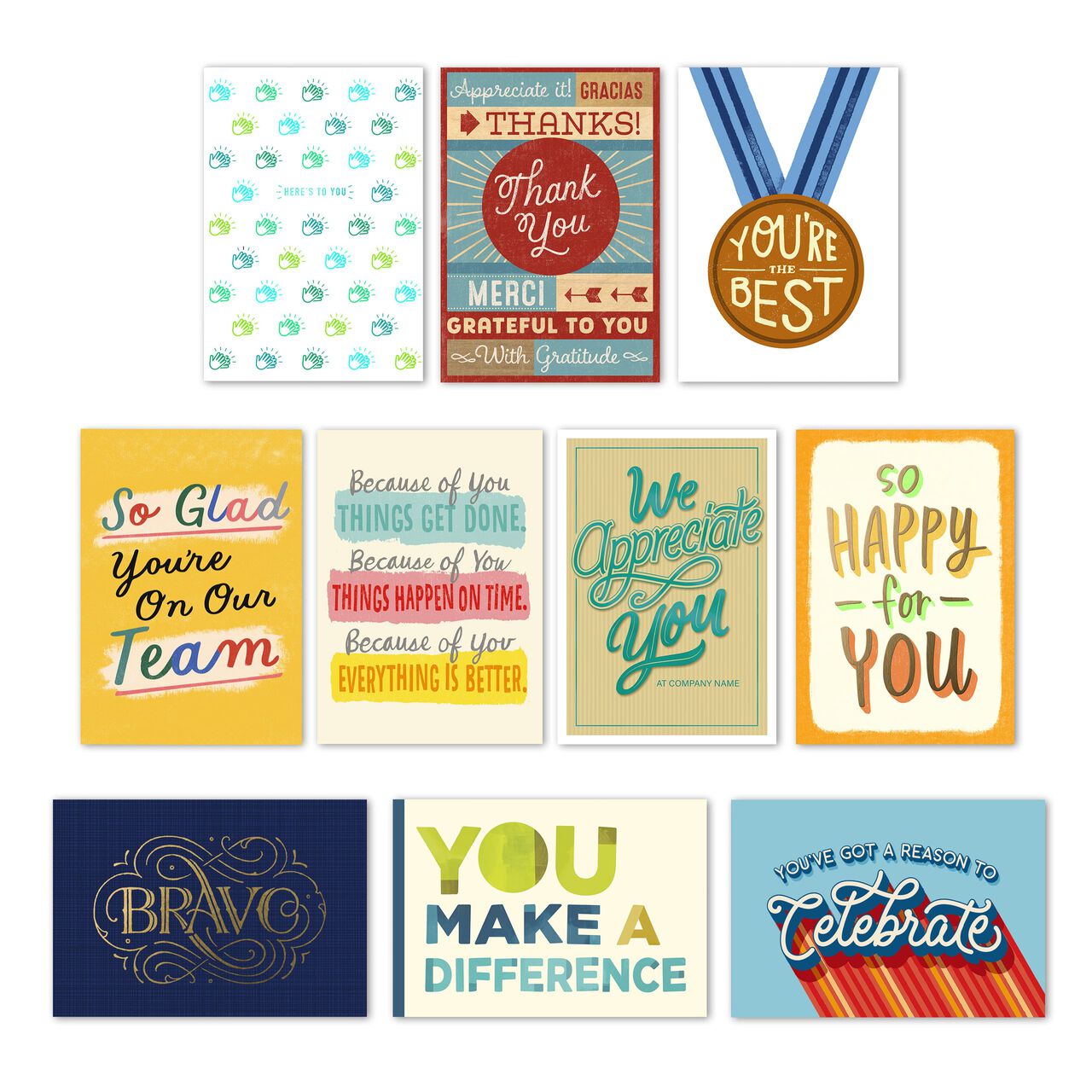 Assorted Employee Recognition Cards 50 Pack image number 0