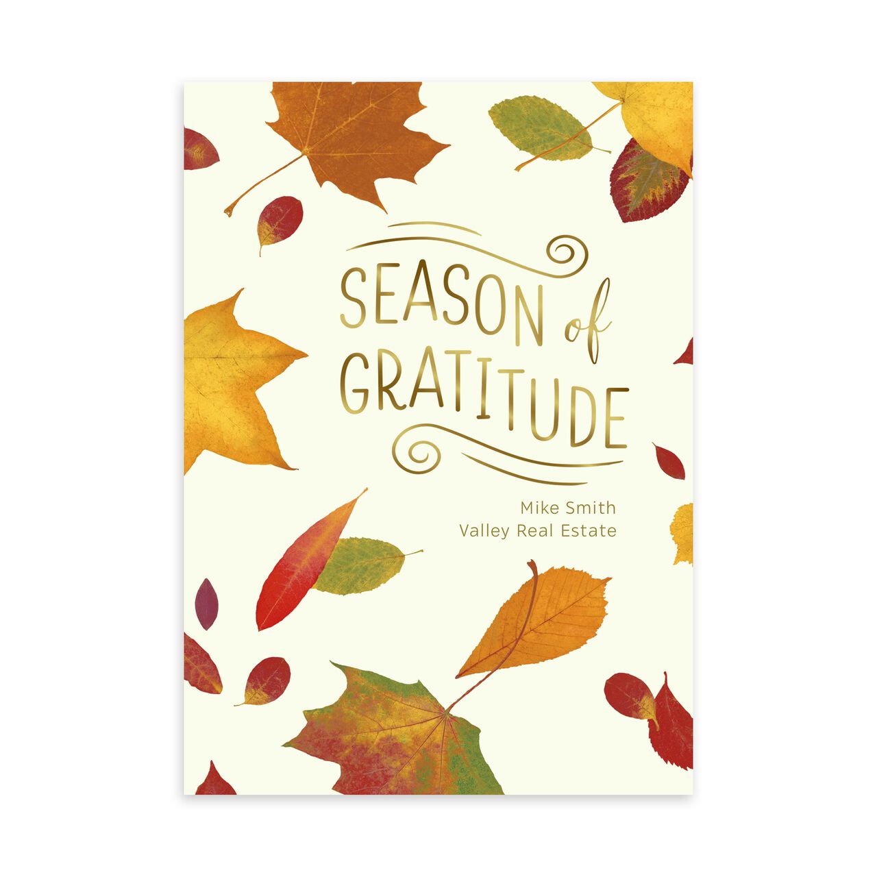 Maple Leaves & Gold Gratitude Customizable Thanksgiving Card image number 0