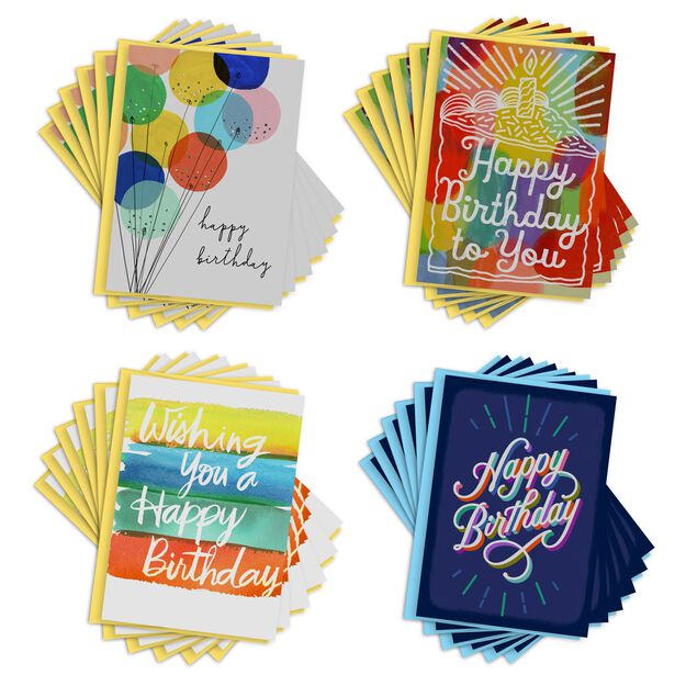 Colorful Celebration Assorted Birthday Cards 100 Pack