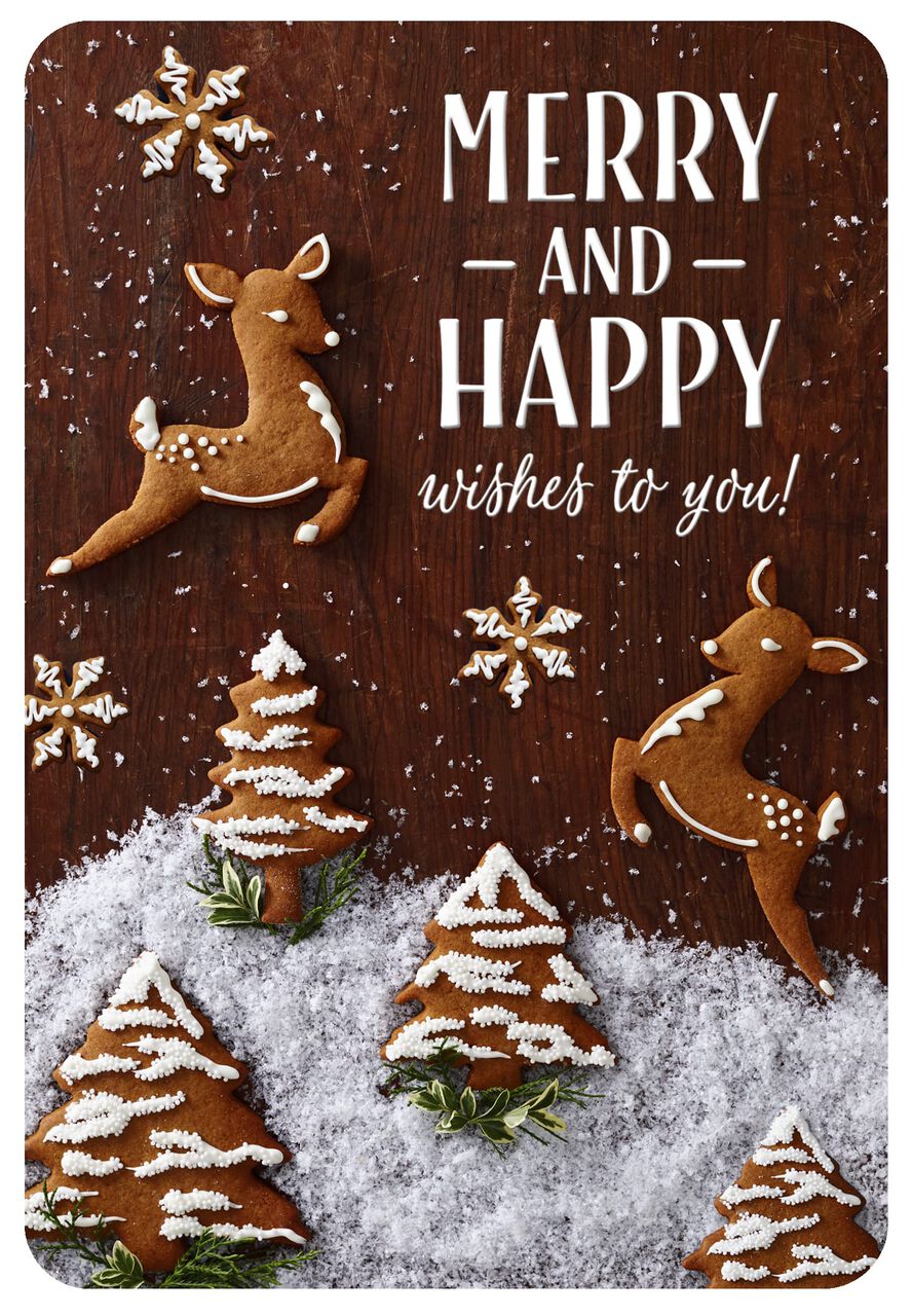 Gingerbread Deer Happy Holidays Card