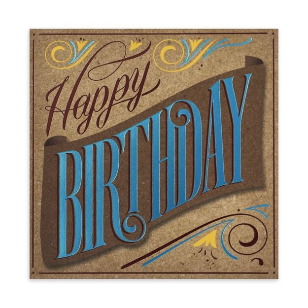 Copper & Blue on Kraft Paper Birthday Card