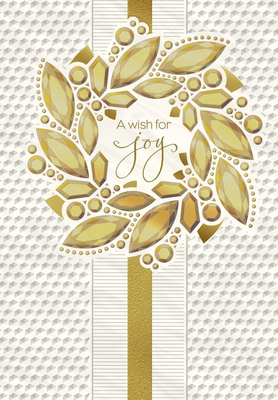 Gold Gem Wreath Premium Holiday Card