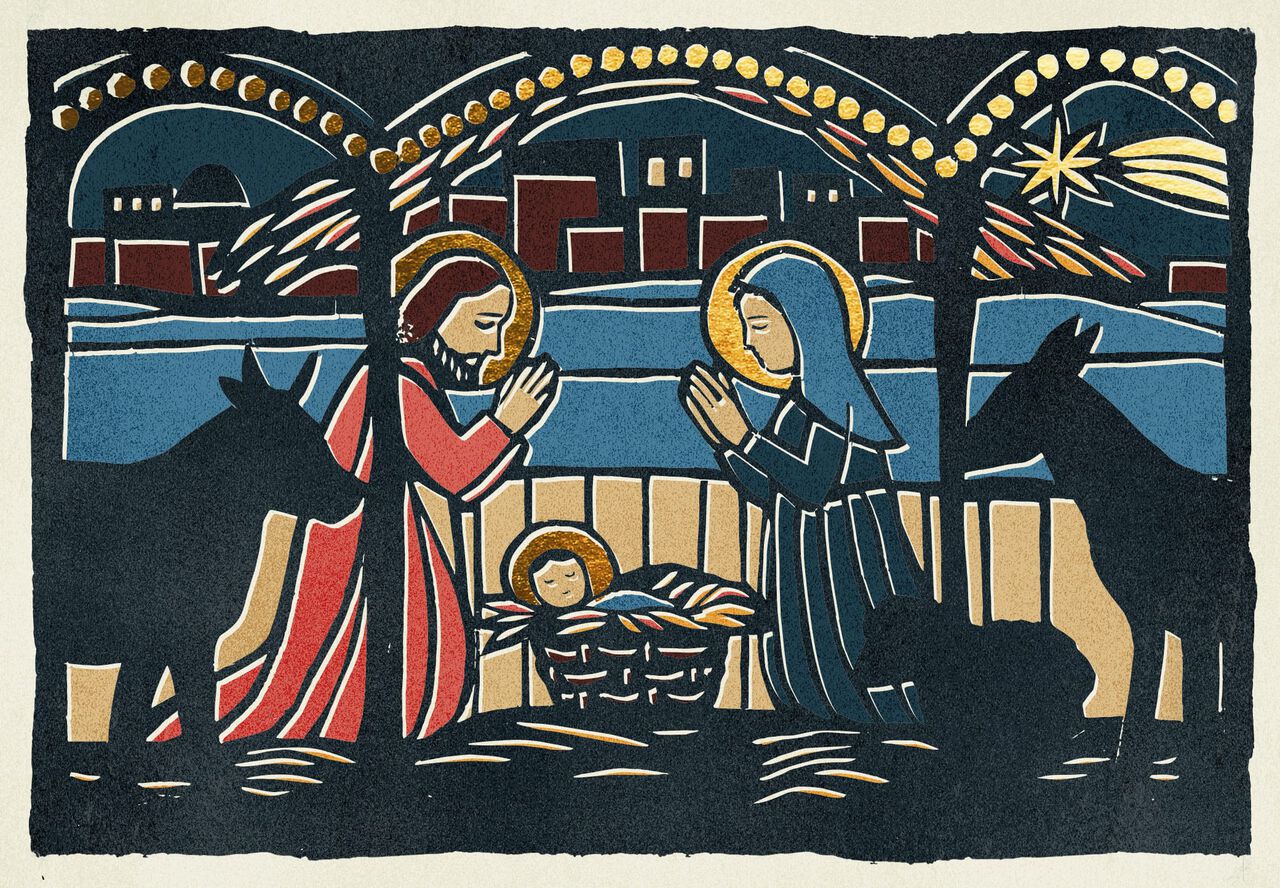 Peaceful Manger Religious Christmas Card