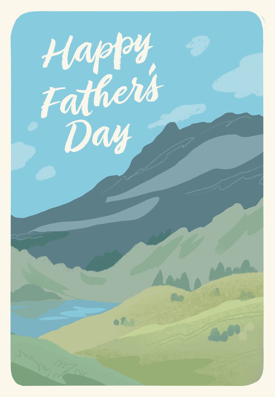 Mountain & Stream Illustration Father's Day Card