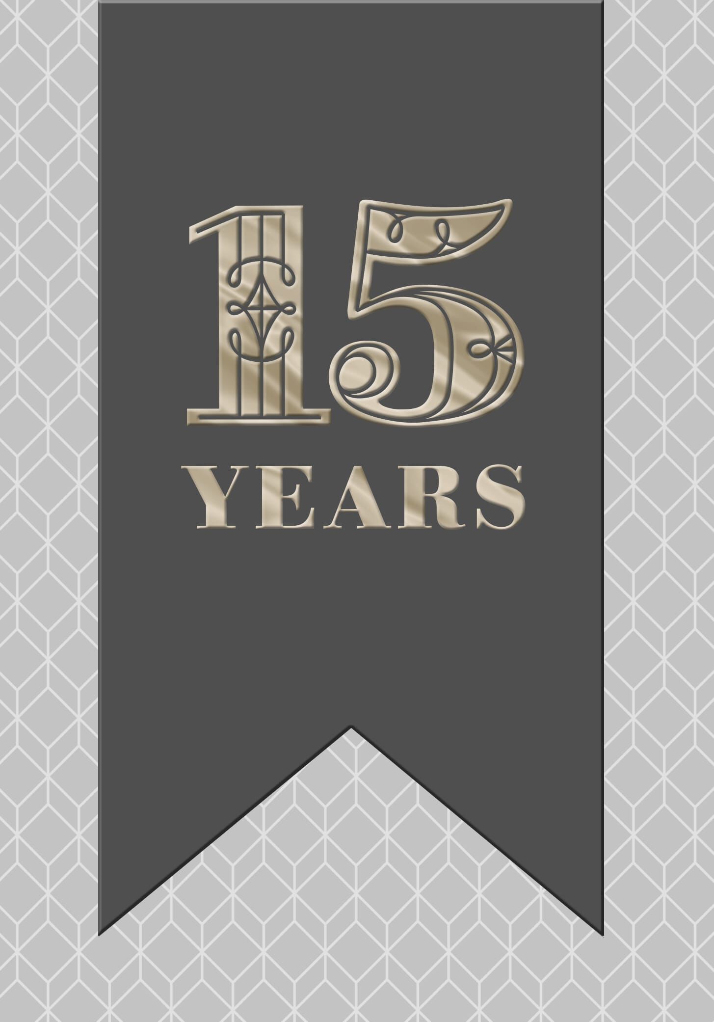 Stenciled Geometric Shapes 15-Year Work Anniversary Card