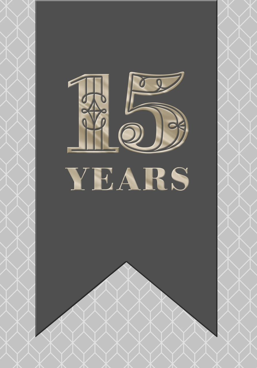 Stenciled Geometric Shapes 15-Year Work Anniversary Card