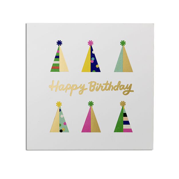 Foil Party Hats Square Birthday Card