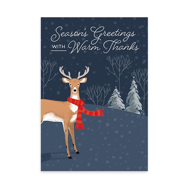 Deer in Red Scarf Holiday Card