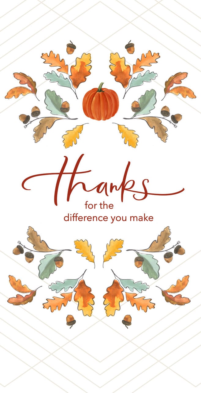 Difference You Make Thanksgiving Employee Appreciation Card
