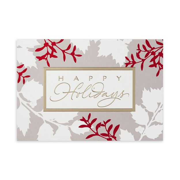 Holly Silhouettes Premium Holiday Card