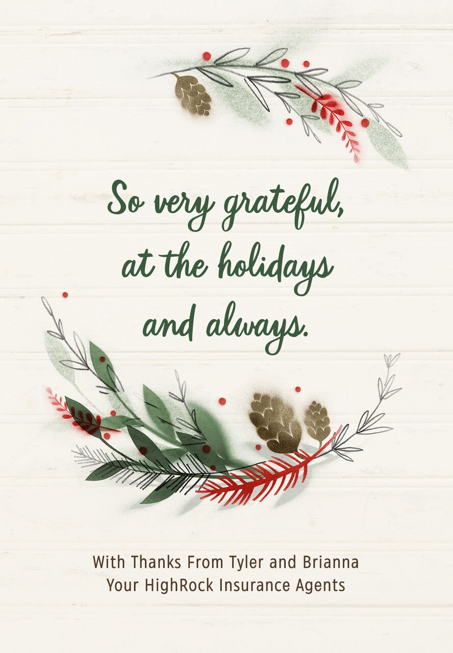 So Very Grateful Wreath Customizable Cover Holiday Card