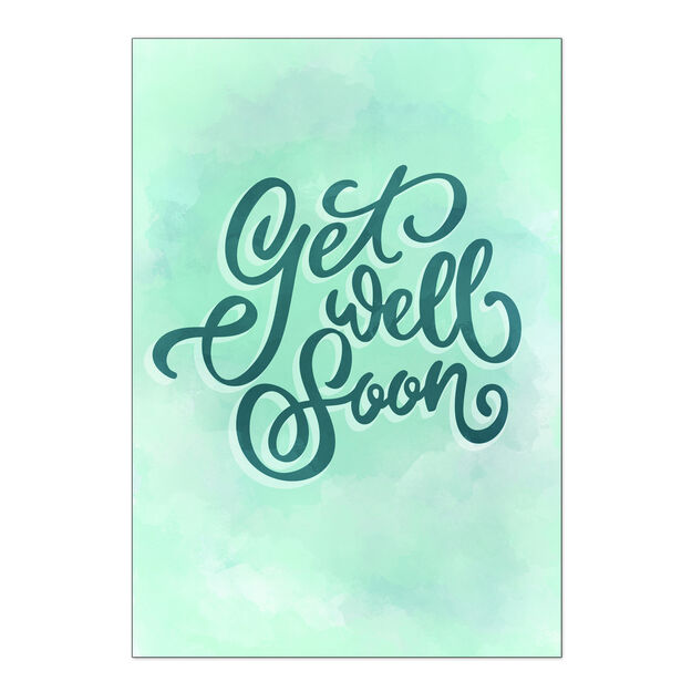 Soft Turquoise Watercolor Get Well Card