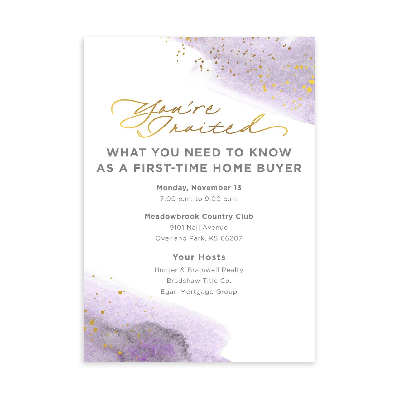 Watercolor & Shine Customizable Invitation image number 0