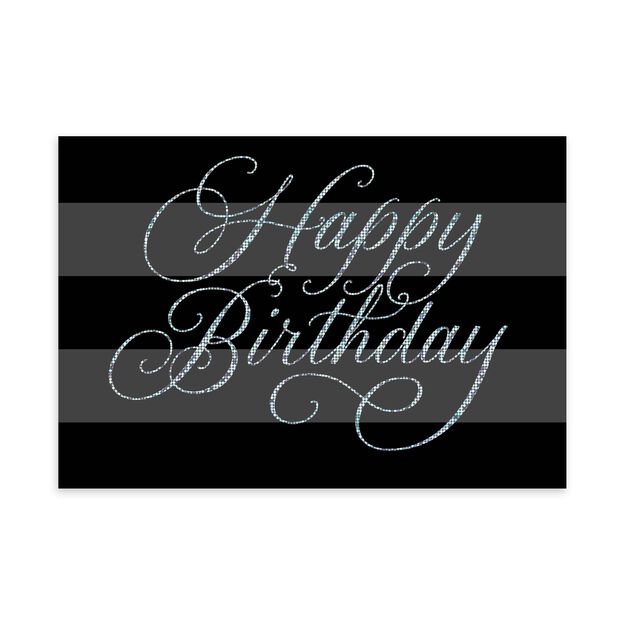 Silver Sparkle & Black Premium Birthday Card